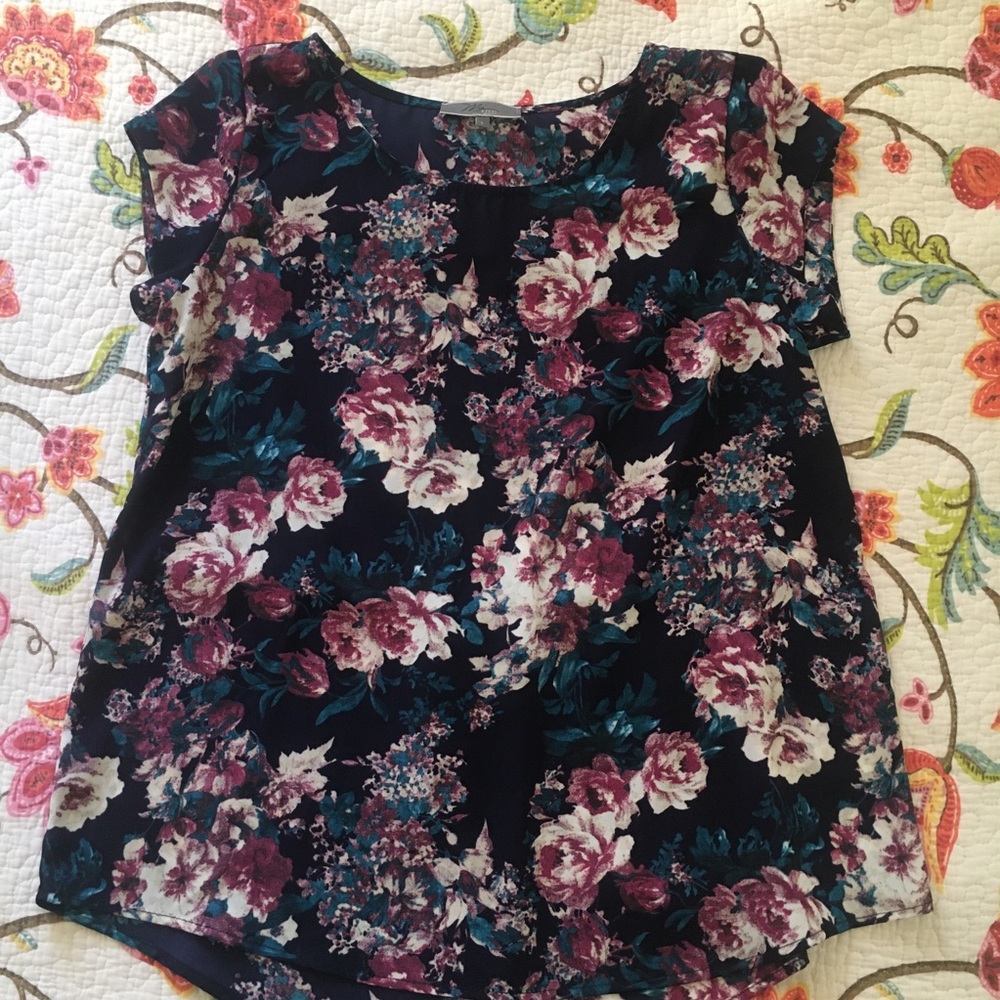 Mia+Tess pretty purple floral blouse
